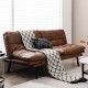 Brown convertible memory foam futon sofa bed with adjustable armrest, perfect for small apartments and versatile use.